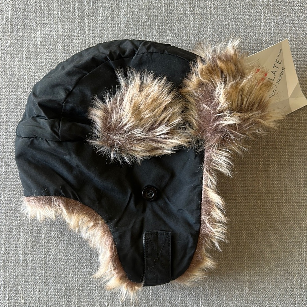 NEW Baby Gap 3M Thinsulate Black Fur Trapper Hat Size XS/S NWT